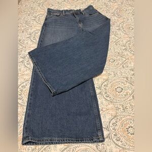 GAP baggy mid rise wide leg jeans dark denim size 4 / 27 - petite